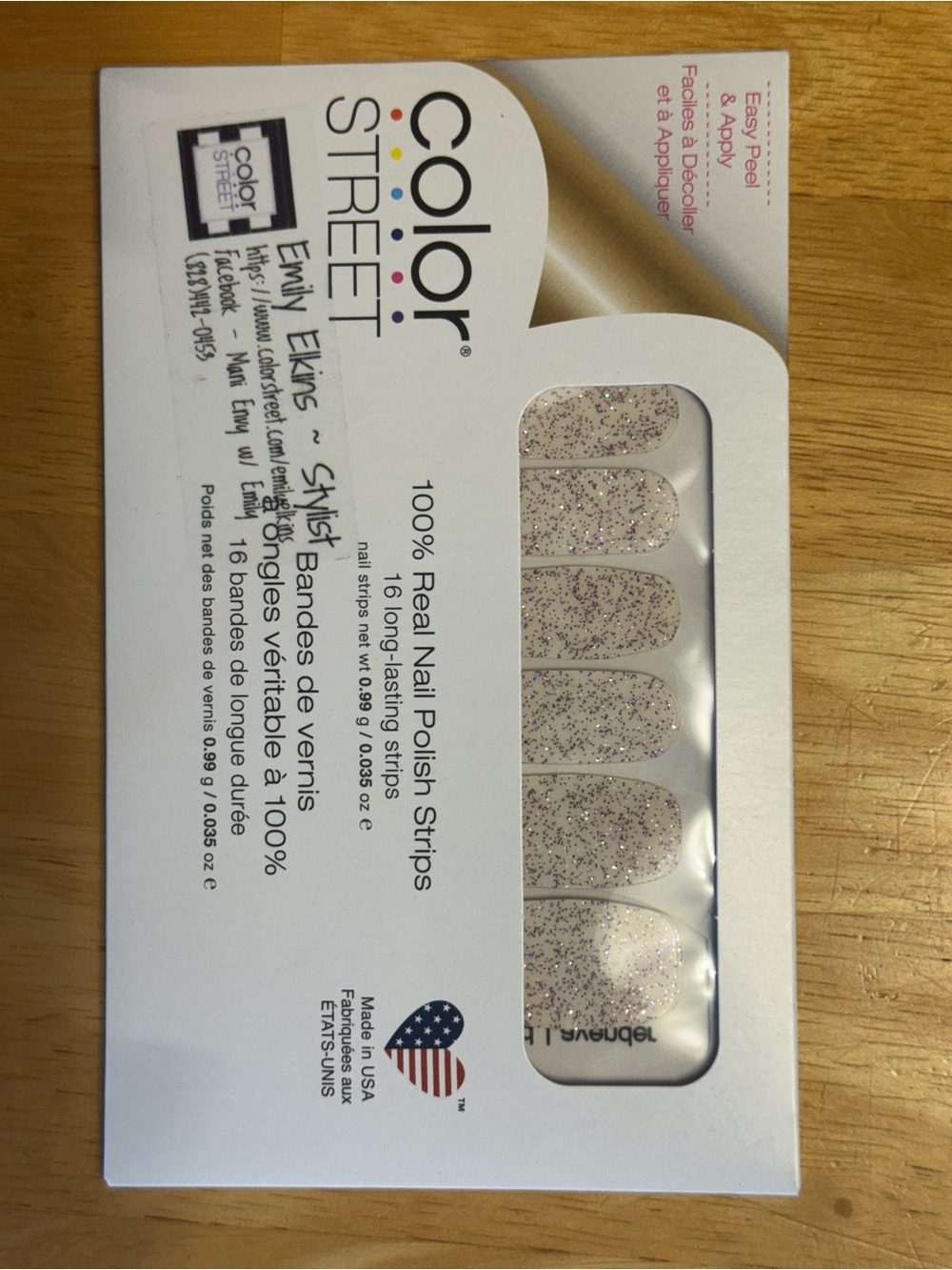 Color Street Candied Lavender Nail Polish Strips - White with Silver Glitter